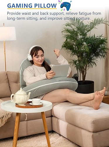 Miniatura 4 de INSEN Almohada de lectura para juegos, almohada de espalda para sentarse en la cama, almohada de escritorio para leer, trabajar y relajarse