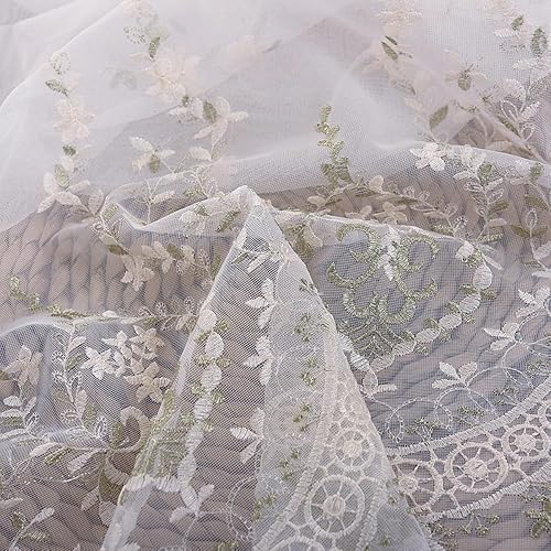 Miniatura 3 de Cortinas traslúcidas florales beige para dormitorio de niñas, pastoral, elegante, sala de estar, tul con bolsillo para barra, parte inferior de