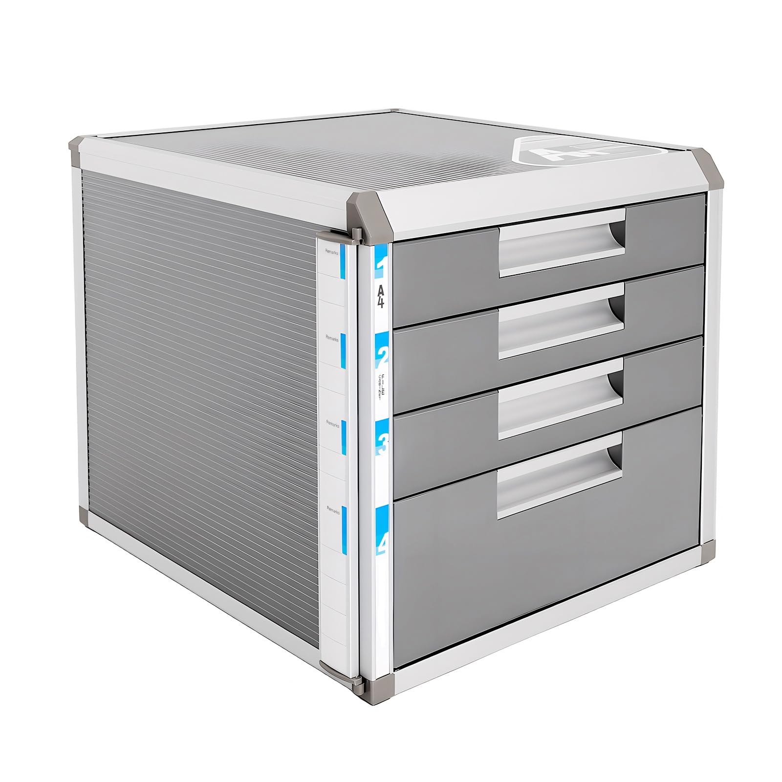4 scomparti in metallo, con chiusura a chiave, per documenti, documenti, cassetti, organizer, cassettone da ufficio, per documenti, 31,5 x 35 x 29,8 cm