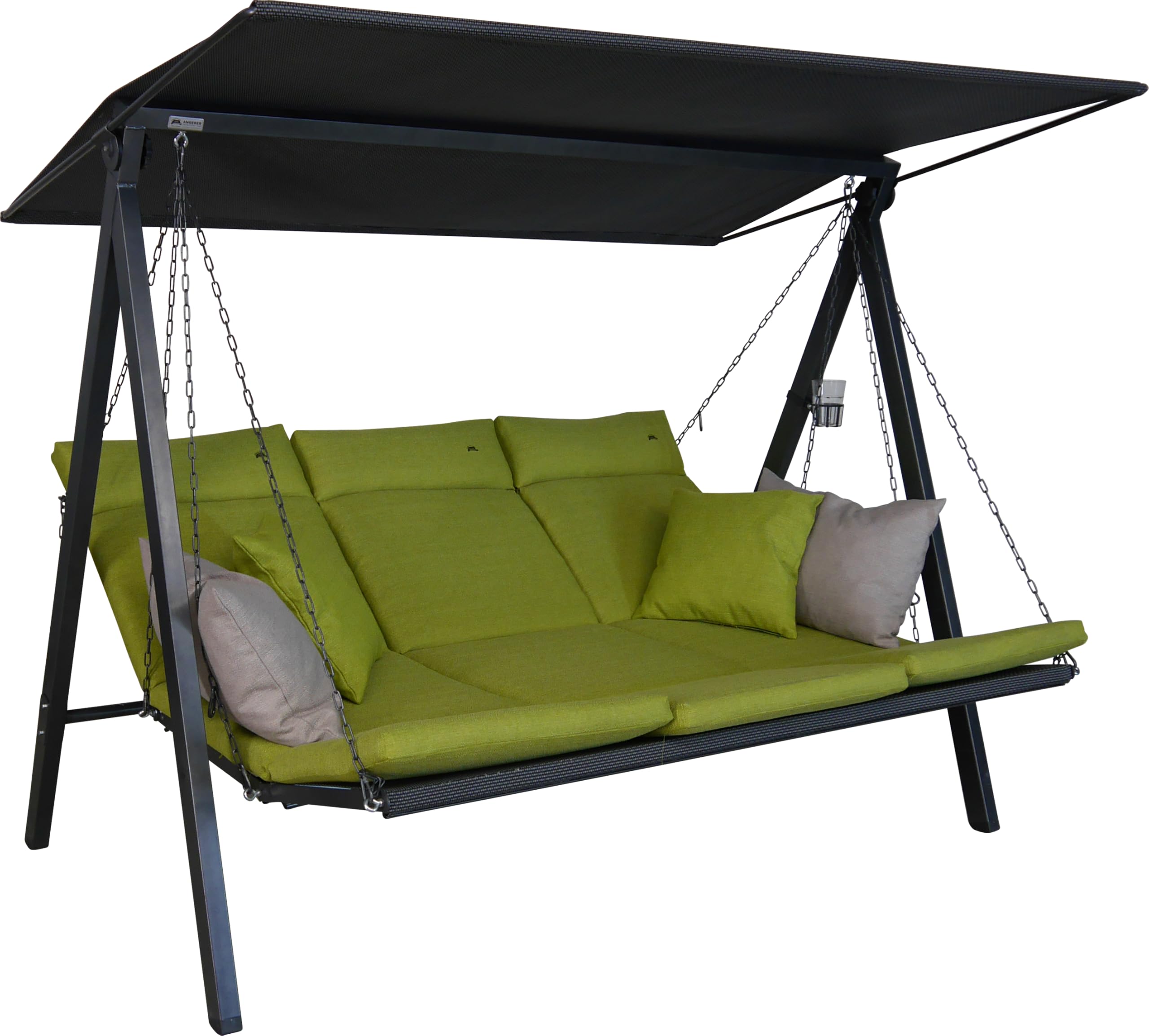 Angerer Balancelle de Jardin Lounge Smart, 3 Places, Structure en Acier Galvanisé, Tissu Textilène, avec Toit Pare-Soleil, Coussins Lavables, Fabriqué en Allemagne (Vert Clair)