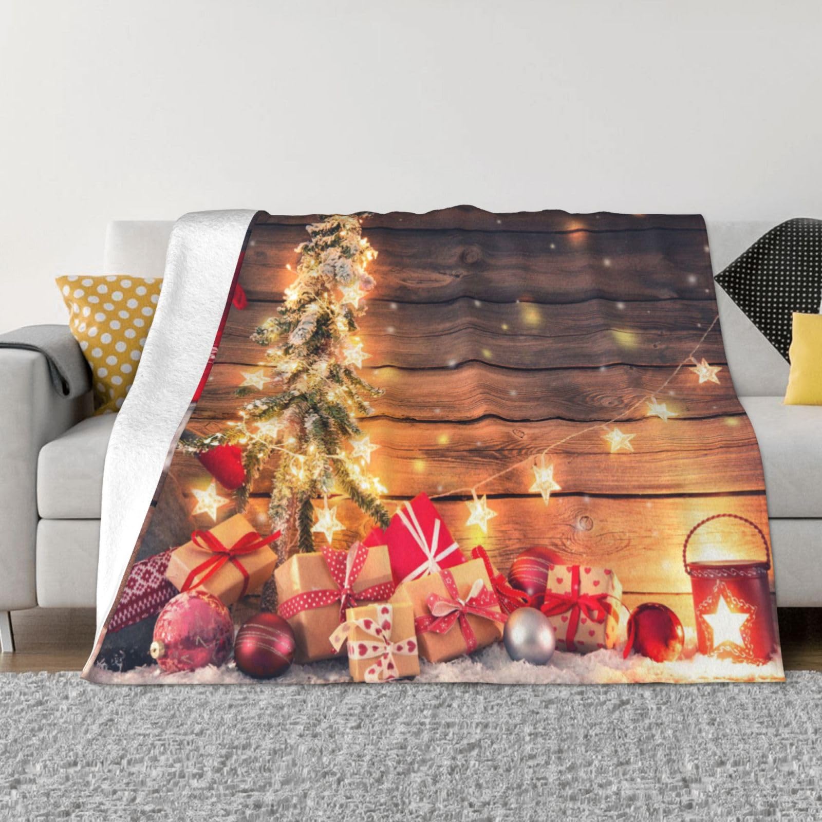 Couverture polaire douce pour canapé et salon au motif gnomes Noël
