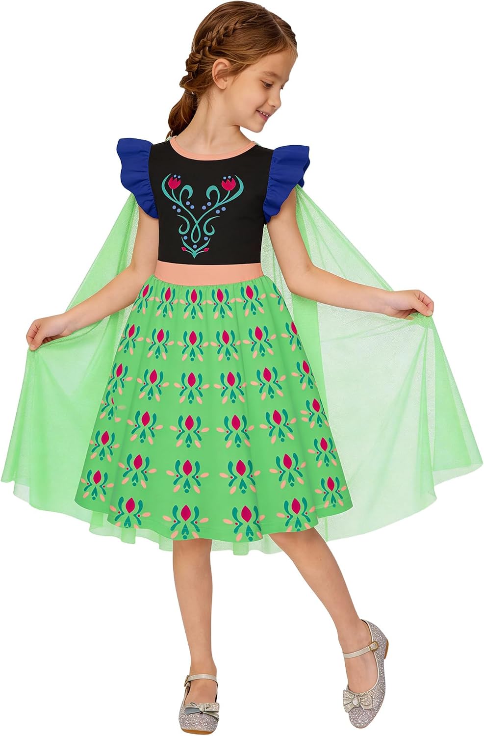 LQSZ Girls Princess Nightgowns Flutter Sleeves Night Dress Sleepwear 3-10 Years Pajamas Nightgowns for Little Girls