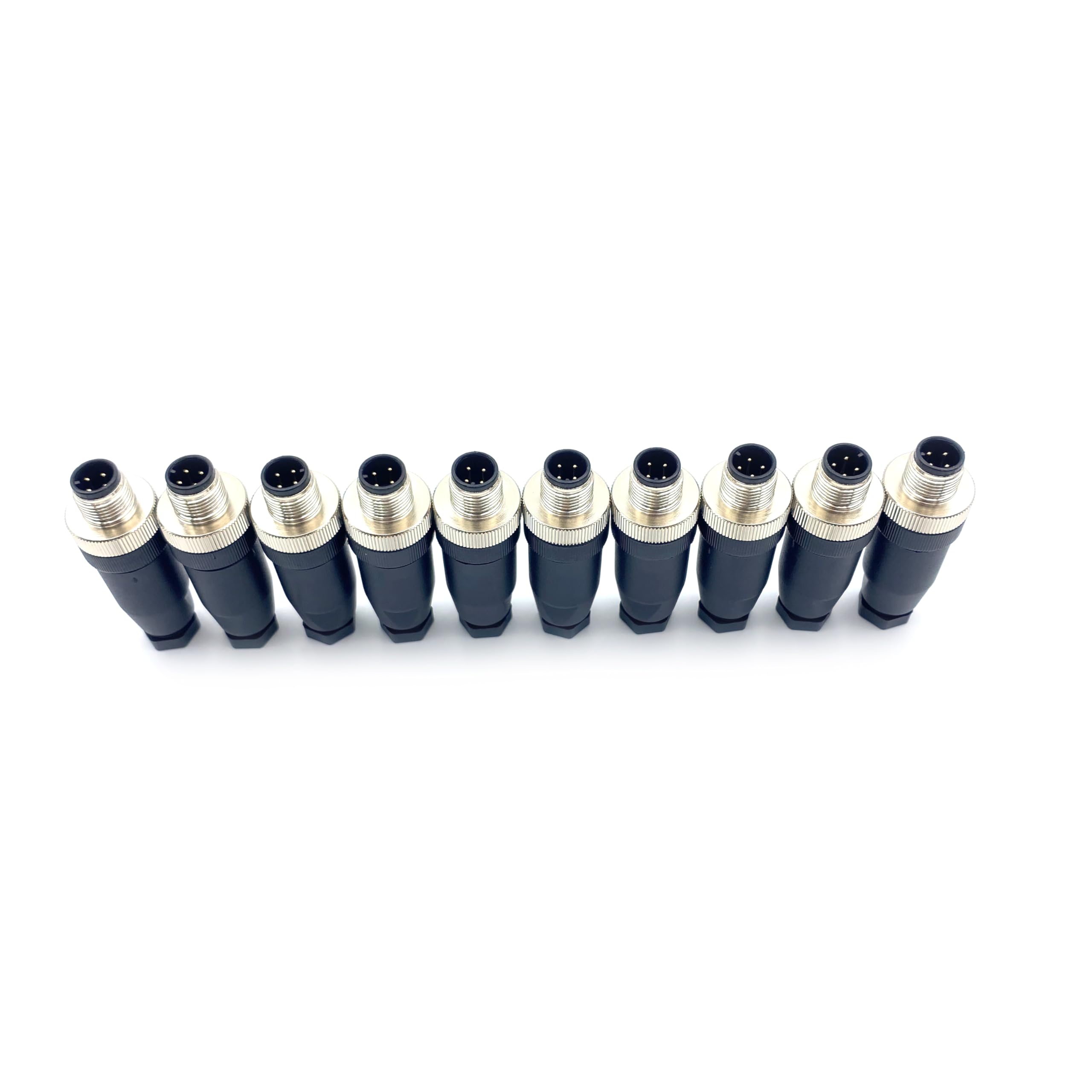 10 pezzi connettori M12 a 4 poli, connettori rotondi con codifica A a 4 pin installabili in loco con attacco a vite, connettore maschio Aviation da 12 mm, IP67 impermeabile, connettore circolare