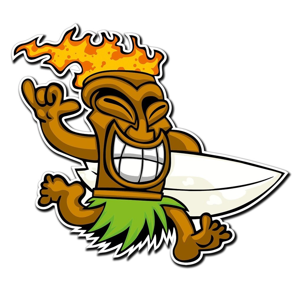 Destinationvinyl Multi 2 X 10Cm/100Mm Tiki Surf Hawaii Aloha Window Cling Sticker Car Van Campervan Glass #4026
