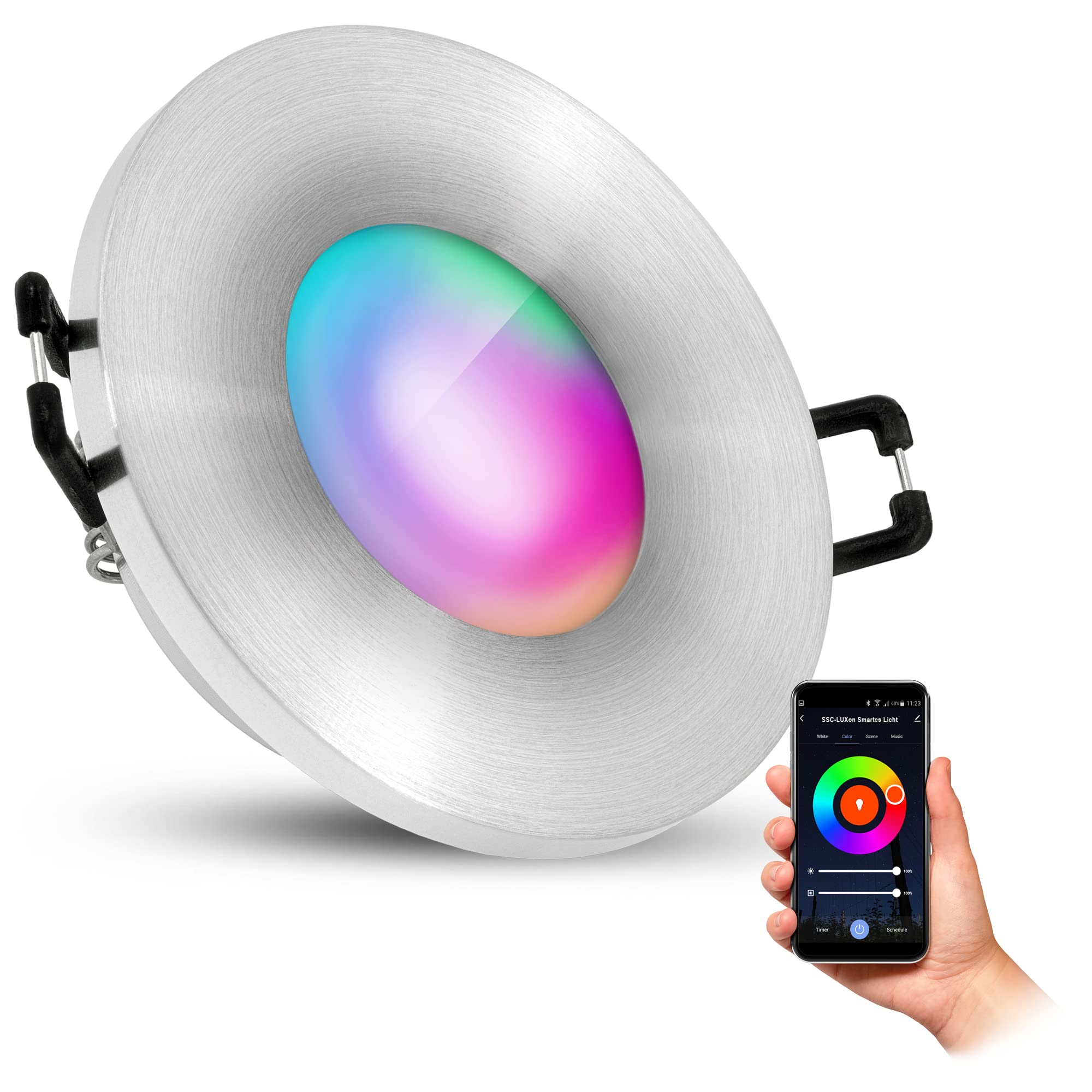 SSC-LUXon BEDA IP65 LED Spotlight, extra flach, WLAN RGB+CCT – Einbauspot