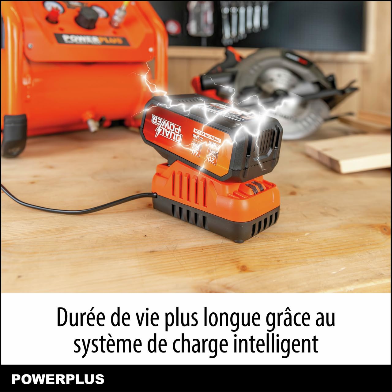 Batterie et chargeur - Dual Power - POWDP90640 - Batterie 2,5Ah/5,0Ah de 2x20V et chargeur - Outils de bricolage sans Fil