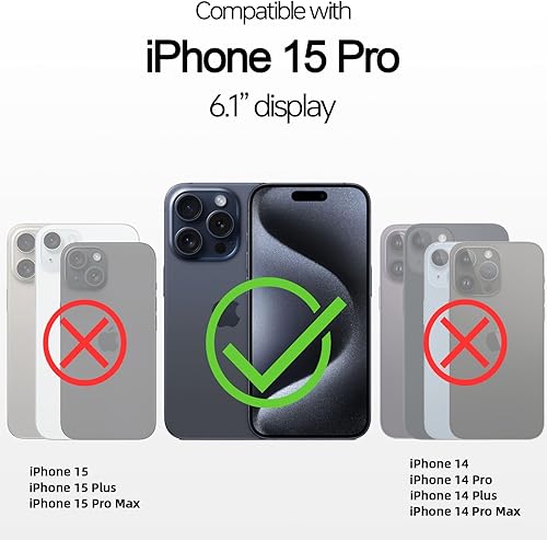 Miniatura 6 de RANYOK Funda tipo cartera para iPhone 15 Pro con bloqueo RFID, tarjetero de piel sintética de alta calidad bolsillo con cremallera Funda tipo