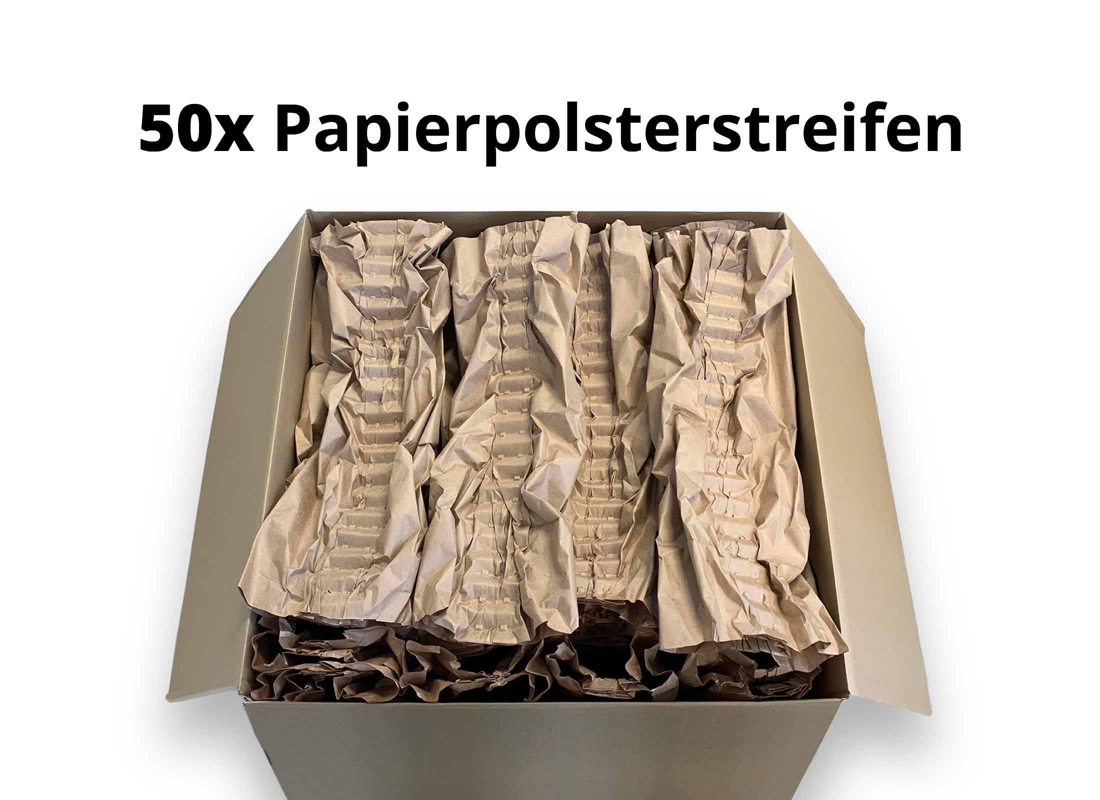 Papierpolsterstreifen, Packpolster, Papierpolster, Verpackungsmaterial (ca. 50 x 15 x 6 cm LxBxH) - 50 Stück