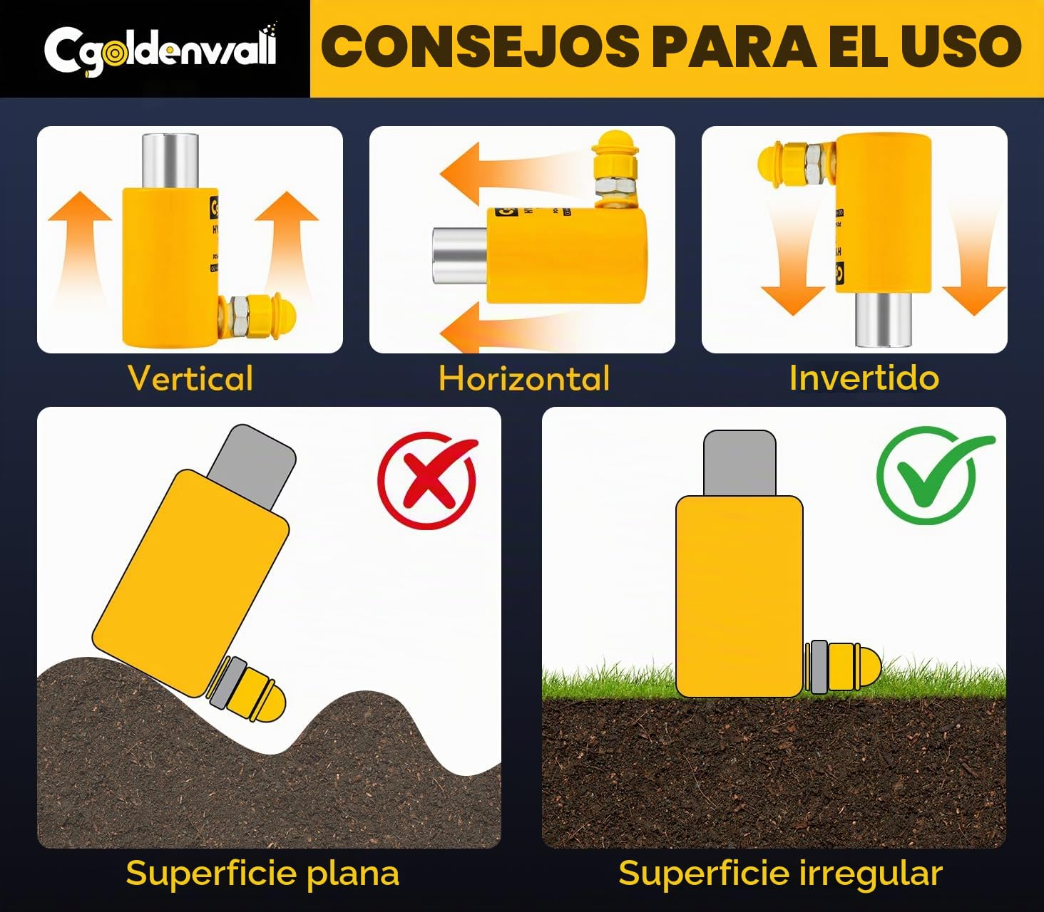 CGOLDENWALL Gato Hidráulico RSC-30T para Maquinaria de Construcción | Apto para Espacios Reducidos, Funciona en Cualquier Angulo para Elevación-Ideal para Industrial