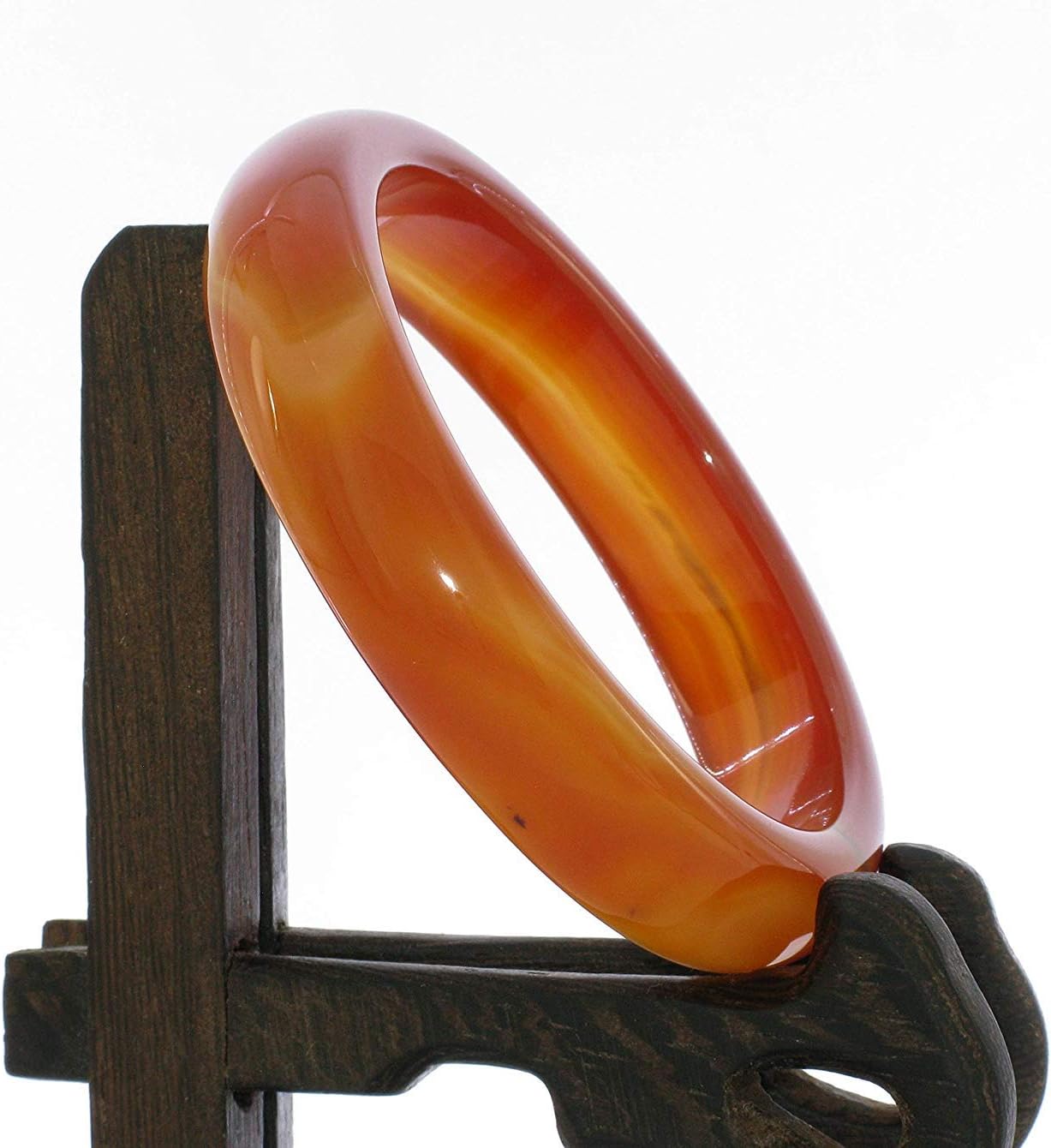 2.3" China Certified Nature Red Chalcedony Jade Women's Flower Bangle Bracelets 2386