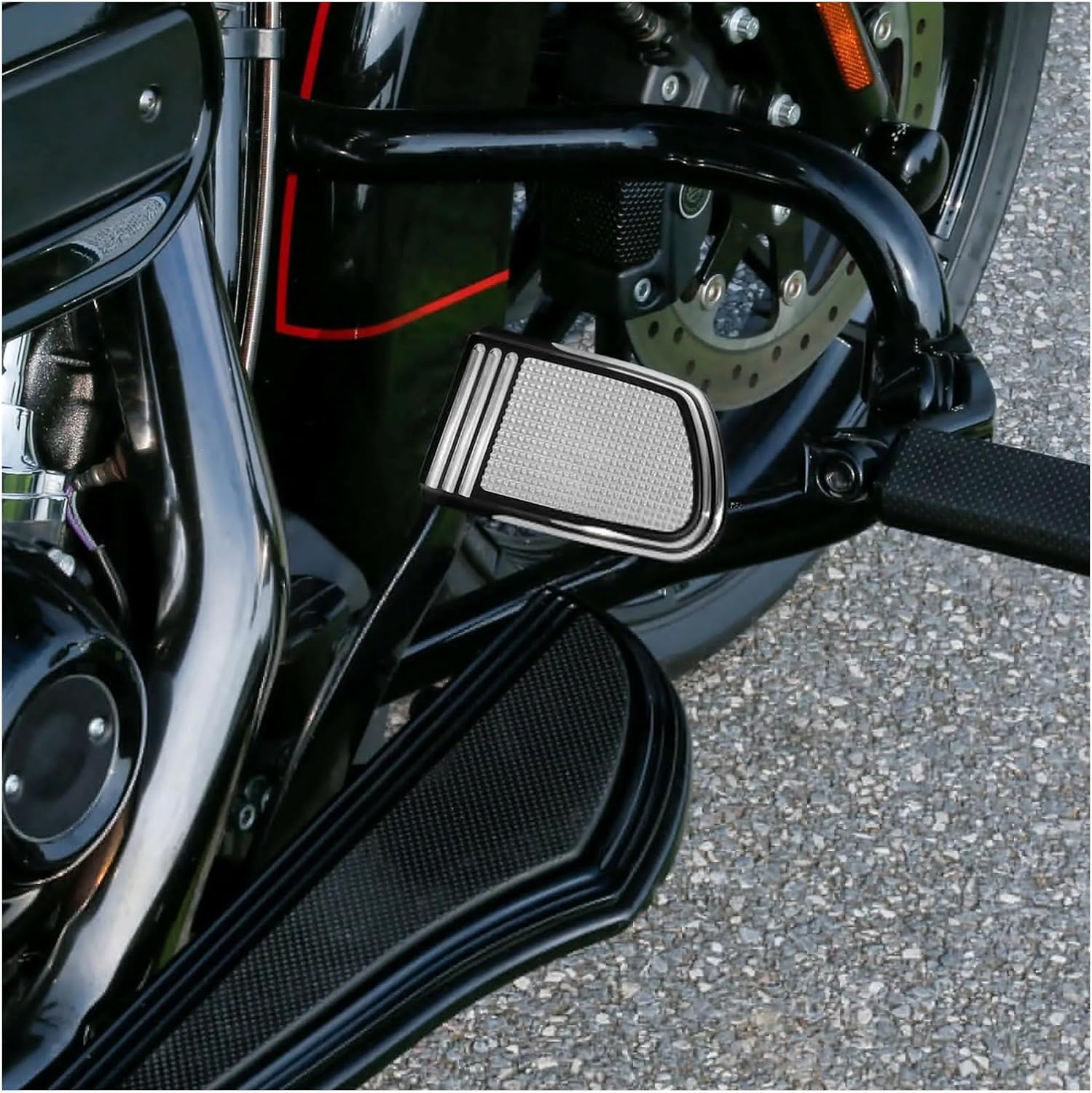 Motorcycle Brake Pedal Foot Peg Compatible With Harley Touring Electra Glide Road King Street Glide 1980-2022 2021 2020 2019 18 black/chrome(Black)