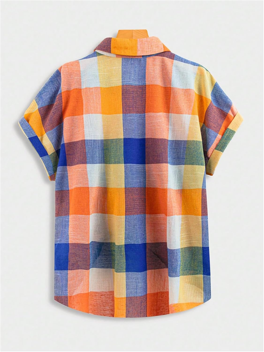 SOLY HUX Women's Plus Size Plaid Print Button Down Shirts Vintage Short Sleeve Collared Blouse Tops - Image 3