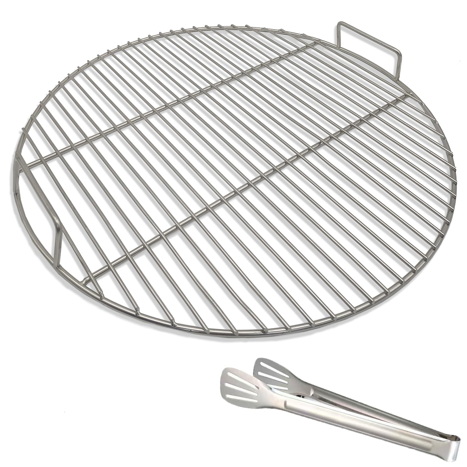 Griglia Rotonda in Acciaio Inossidabile 304,con pinze per Barbecue, Diametro 44,5 cm, Adatta per Barbecue Weber Ball da 47 cm, Carbone di Legna, griglia Rotonda Portatile