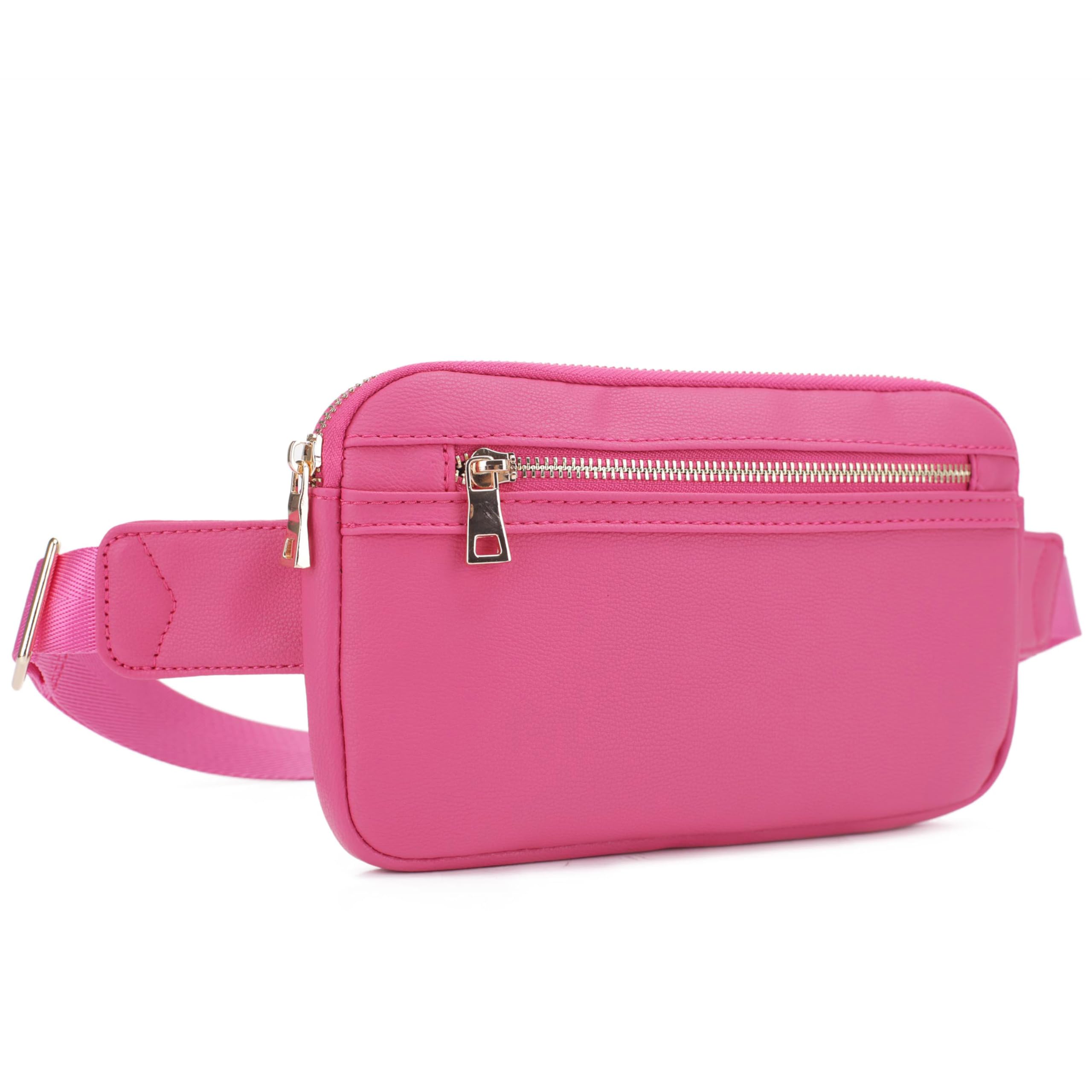 LOVESOME Vegan Leather Everywhere Fashion Waist Bag Fanny Pack Crossbody Bag Belt Bag Sling Bag with Adjustable Strap for Women (Fuchsia)