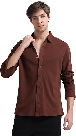 StitchX Men's Cotton Pique Regular Fit Full Sleeve Solid Knitted Shirt XS-2XL