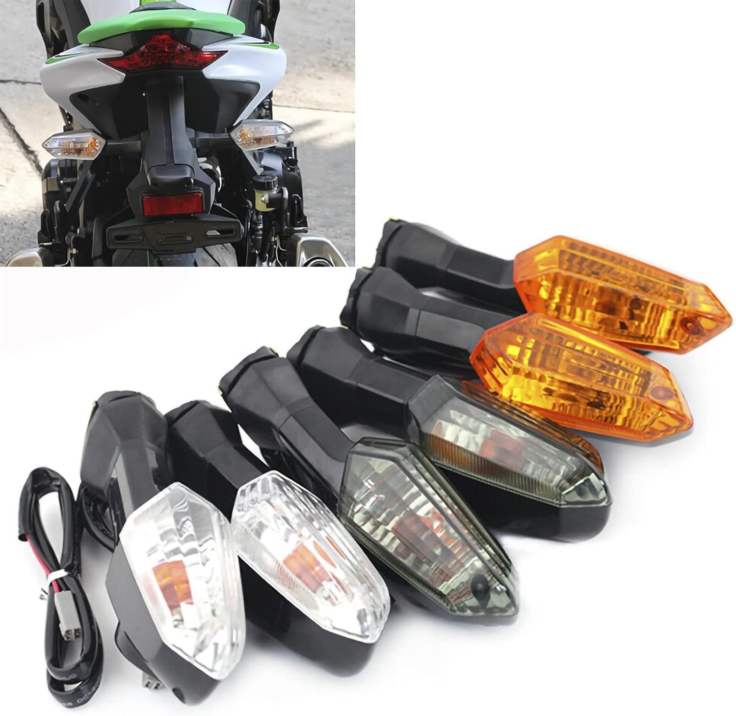PSLER Front Rear Turn Signal Indicator Light Taillight for Ninja 650 ER-6F 2012-2016 for Ninja 300 EX300 2012-2016 and for Ninja 1000 2011-2017 (Smoke)