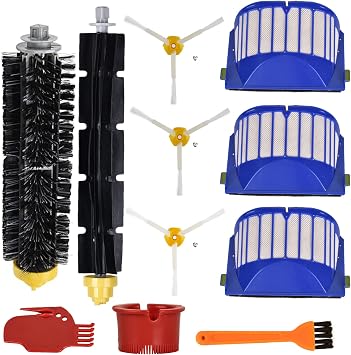 Vacuum Cleaner Replacement Part Kit, 3 Pack Filter, 3 Side Brush, 1 Pack Bristle Brush and Flexible Beater Brush, 2 Pack Cleaning Tool Compatible with 600 610 620 650 Series