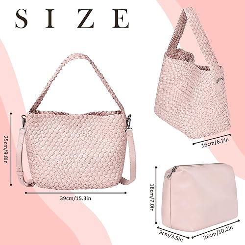 Miniatura 3 de Woven Bag for Women, Vegan Leather Tote Bag Retro Handbag, Handmade Large Shoulder Bags Crossbody Bags Summer Beach Purse