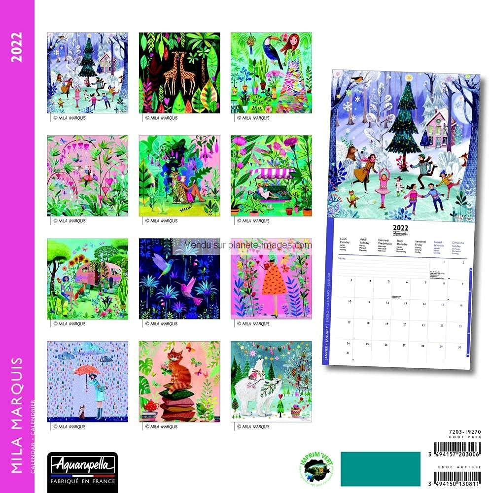 Calendrier 2023 Aquarupella Calendrier 2022 Mila Marquis - Détente - 16.5 X 16.5 Cm - Expédition Le  Jour Même. : Amazon.fr: Fournitures De Bureau