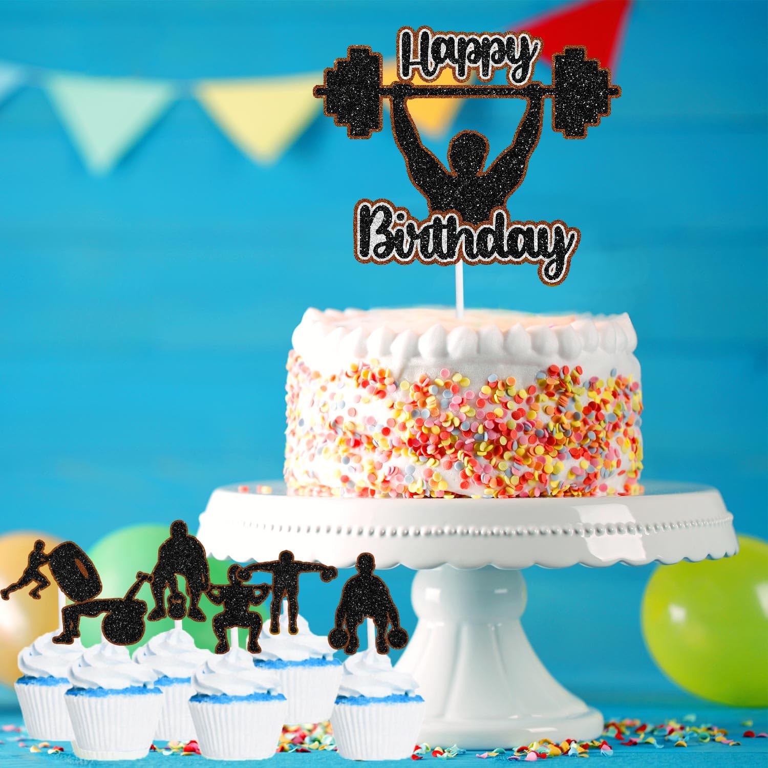10 Cake toppers Happy Birthday dorés