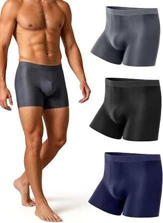 TRENDOUX Men's Breathable Underwear, Cool No-Ride-Up Stretch Boxer Briefs for Men, 3D Pouch Moisture Wicking Quick dry 3 Pack