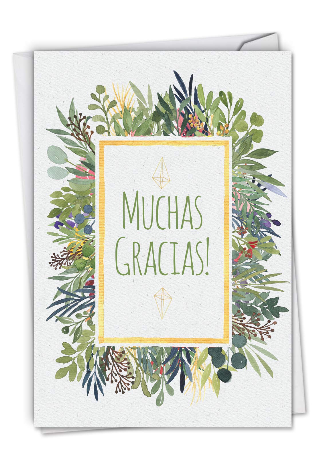 NobleWorks - 1 Spanish Thank You Card with Envelope - Espanol Gratitude Stationery Greeting - Muchas Gracias C6649TYG-SL