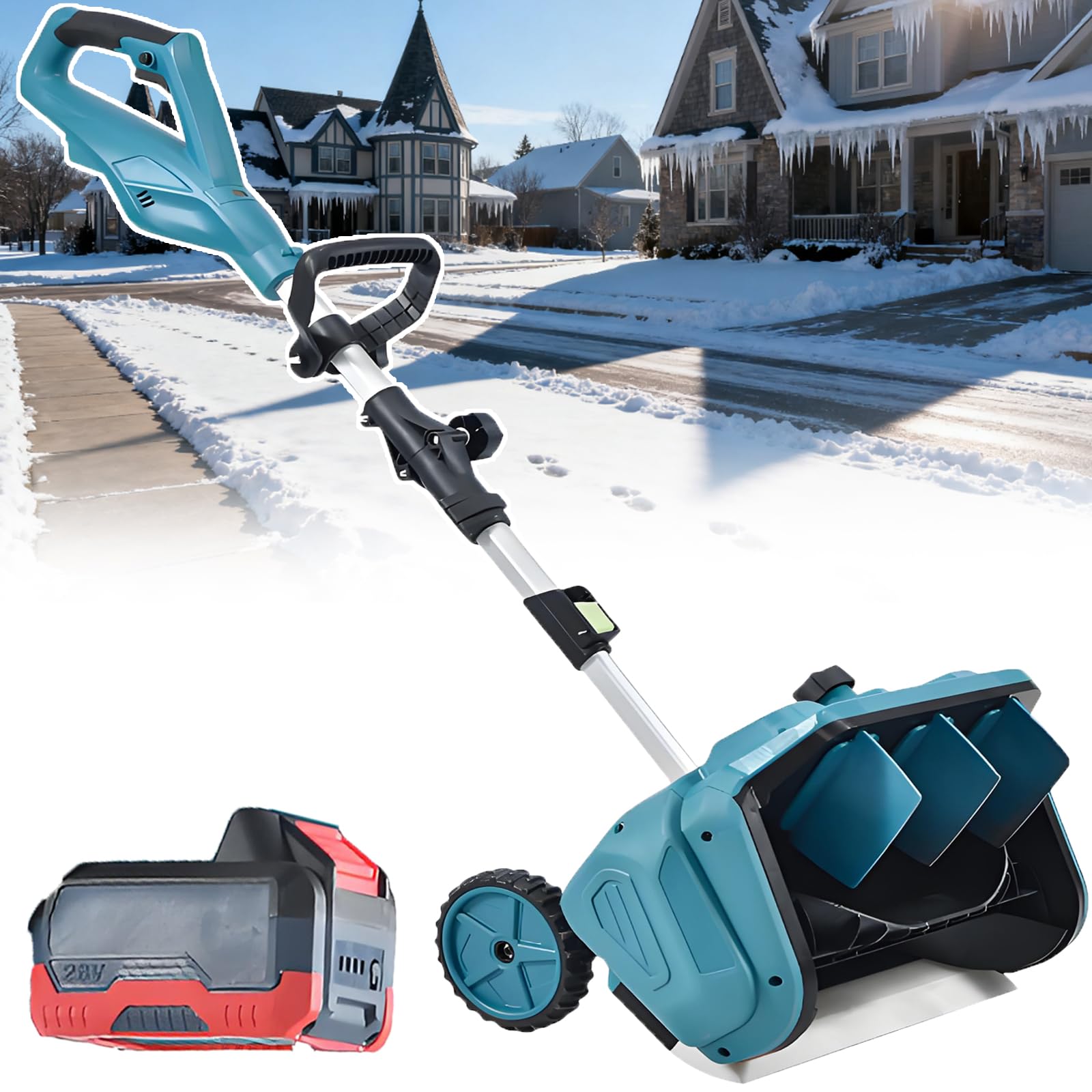 Pala de nieve eléctrica inalámbrica con motor sin escobillas 1000W y batería de 4500 mAh