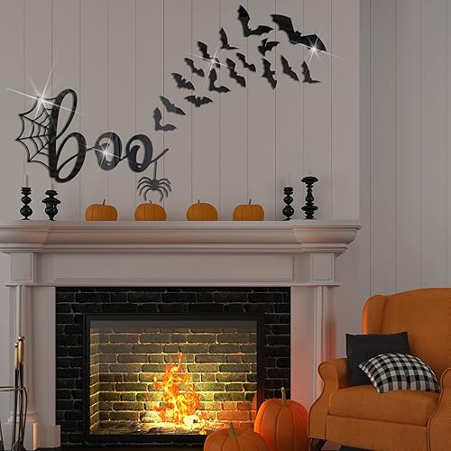 Miniatura 4 de Zonon Decoración de pared de murciélago araña de Halloween, decoración de pared de murciélagos 3D, calcomanías de pared autoadhesivas, decoración