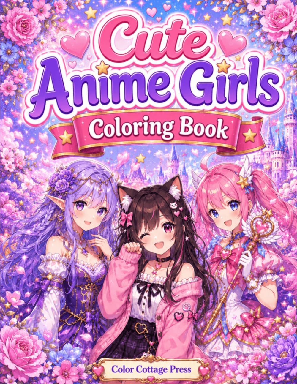 Cute Anime Girls Coloring Book (Anime Coloring Collection)