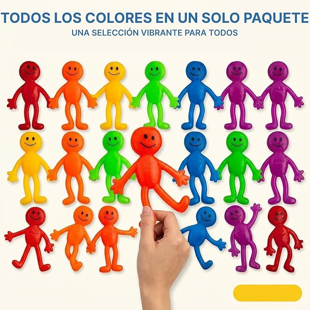 Foto 6 de 8 de Hombre elástico y Flexible - Paquete de 36, Colores Surtidos y Divertidos, Textura pegajosa y Viscosa…