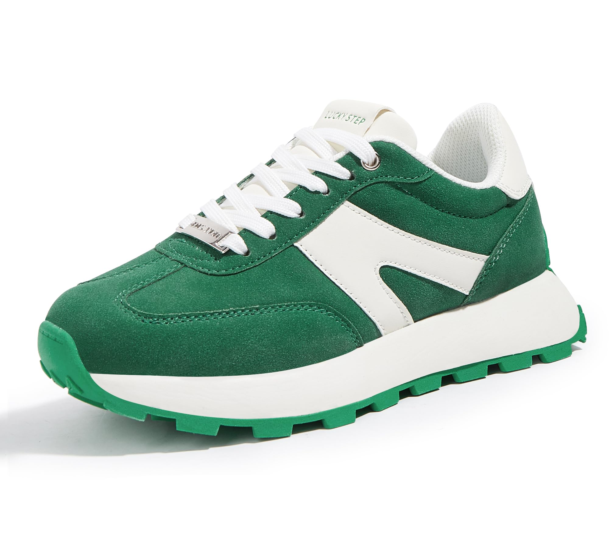 LUCKY STEP Zapatillas de Plataforma para Mujer – Clásicas y Retro, Zapatos de Moda con Cordones para Correr, Tenis y Uso Diario