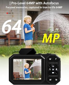 4K Digital Camera, FHD Vlogging Camera for YouTube with 64GB Card, 64MP Autofocus Anti-Shake/Date Stamp, Compact Travel Camra, Point and Shoot Digital Camera for Teens Beginners Kids