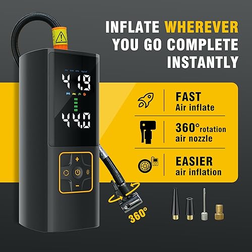 Miniatura 3 de Inflador de neumáticos, compresor de aire portátil, bomba de aire inalámbrica de 150 PSI, con manómetro digital de color, inflado 3 veces más