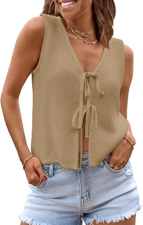 25% off: LILLUSORY Womens Tie Front Tops Vacation Sweater Vest