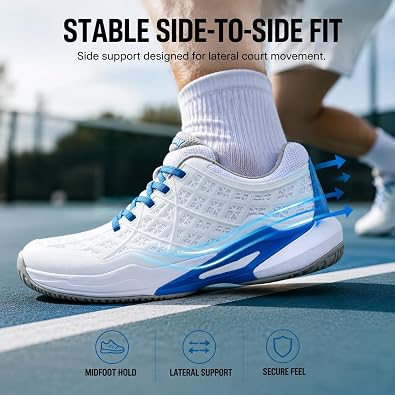 Pickleball Shoes Men Tennis Court Sneakers Indoor Outdoor Breathable Athletic Sports Lightweight Non Slip Whiteblue