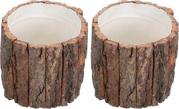 Amazon.com: SUPVOX 2pcs Tree Bark Flower Bucket, Brown Wood Farmhouse ...