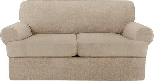 Miniatura 24 de Fundas para sofá de 3 piezas con cojines en forma de T, funda elástica para sofá, fundas para muebles con 2 fundas individuales para cojines en Azul