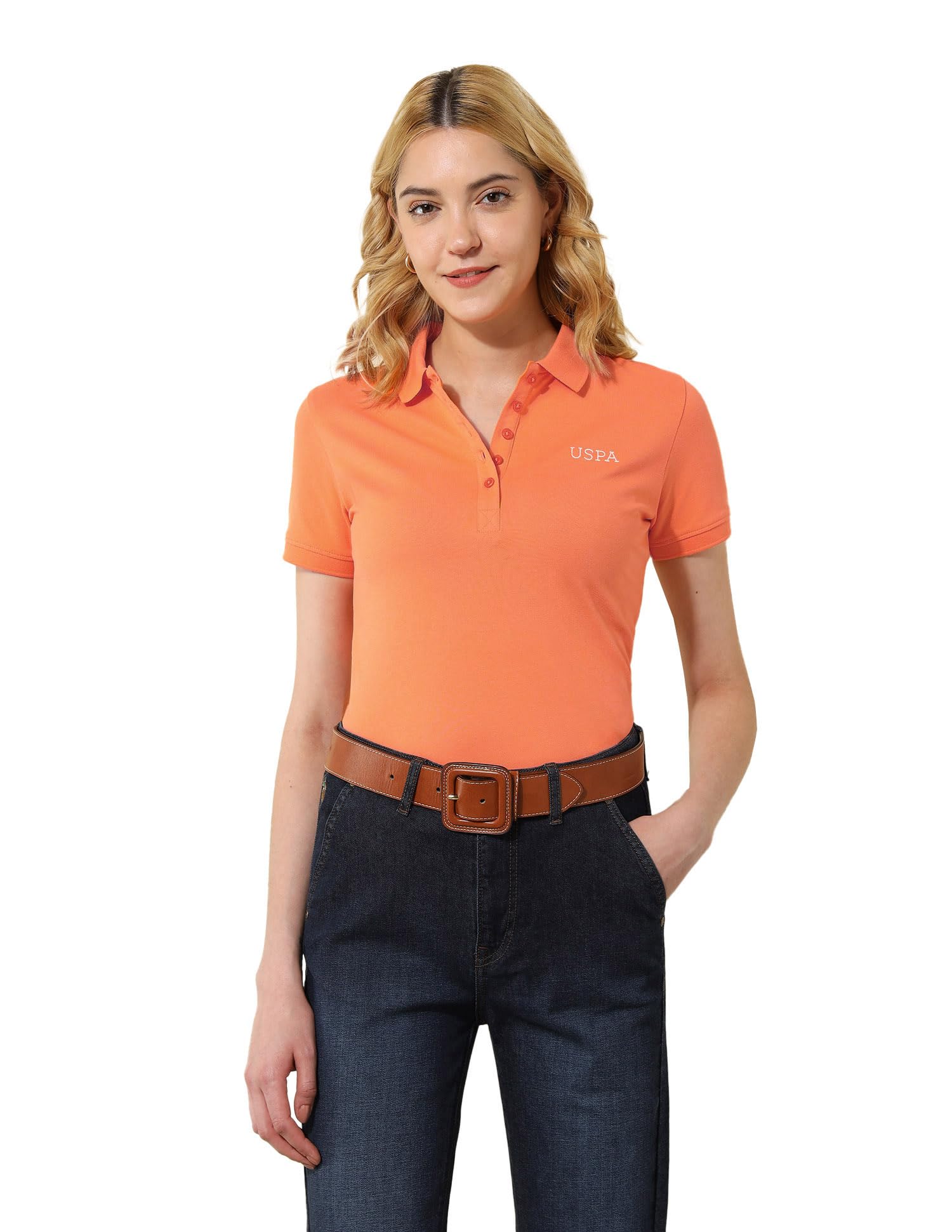u.s. polo assn. Women's Solid Regular Fit Polo Shirt-picture-44