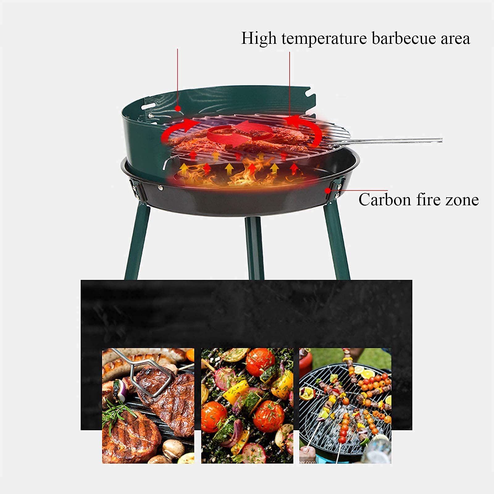 Griglia per barbecue all'aperto per braciere, griglia per barbecue per braciere BBQ portatile per picnic con reticolo di cottura Griglia per barbecue in acciaio inossidabile con supporto, pieghevole