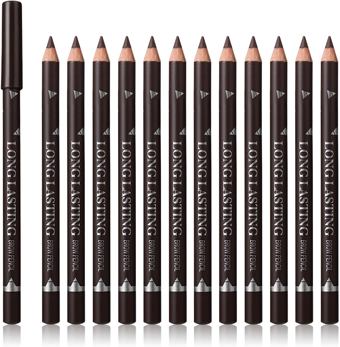 12 Pcs Dark Brown Eyebrow Pencil Eyeliner Makeup,Soft Textured,Easy to Color,Waterproof,Long Lasting Eyebrow Tint Pen for Fills in Sparse Areas and Gaps Create a Natural Eye Brow