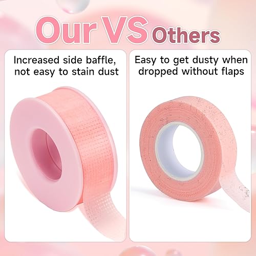 Miniatura 5 de G2PLUS Cinta de pestañas, 2 rollos de cinta de maquillaje de gel de silicona, cinta de pestañas rosa de 1/2 pulgada x 8 yardas, cinta de extensión