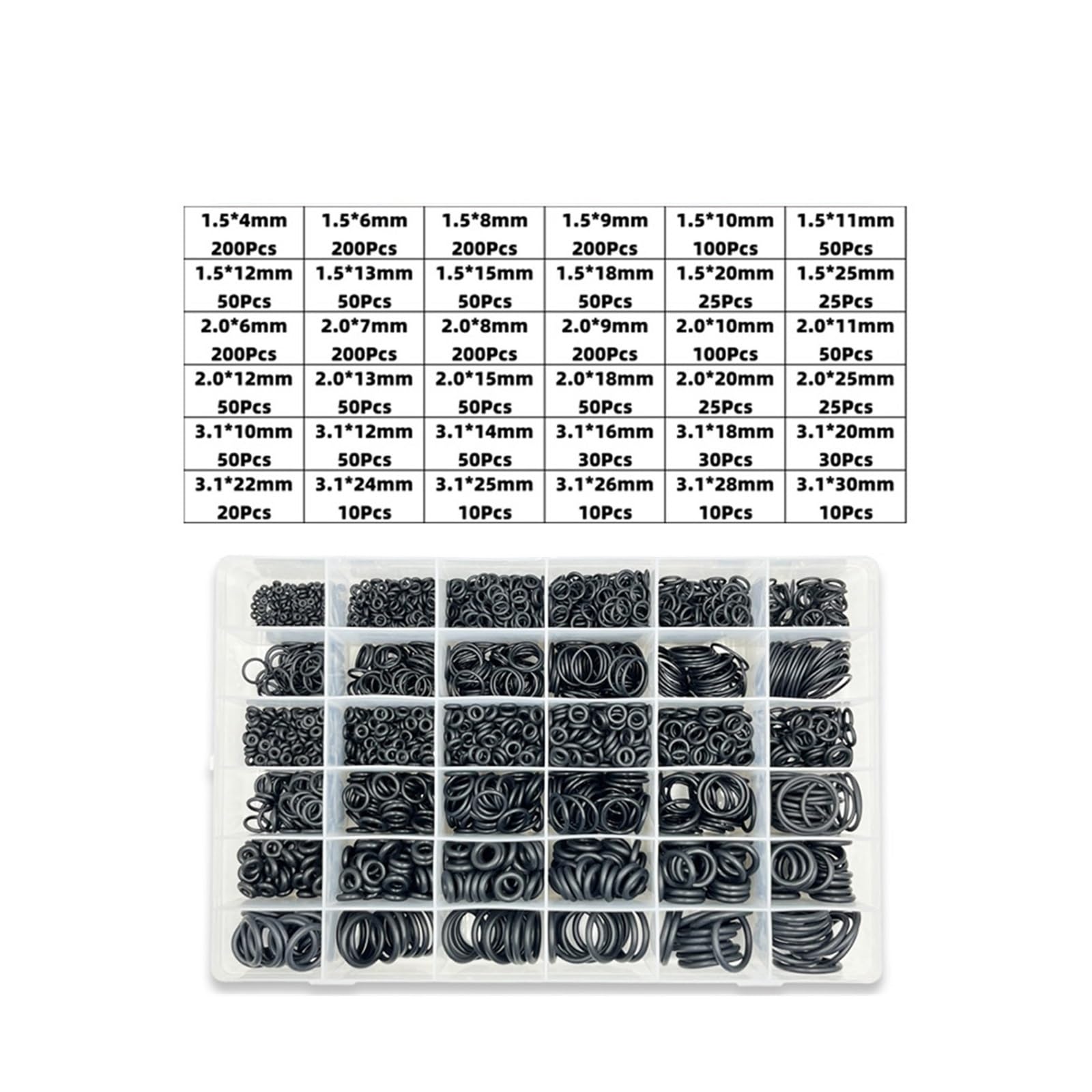 Arandela de Sellado de Junta tórica de Goma, Junta tórica Negra NBR, Junta de plomería, Resistente al Aceite, Alta Temperatura, reparación automotriz de Coche(2700pcs (OD 4 to 30))
