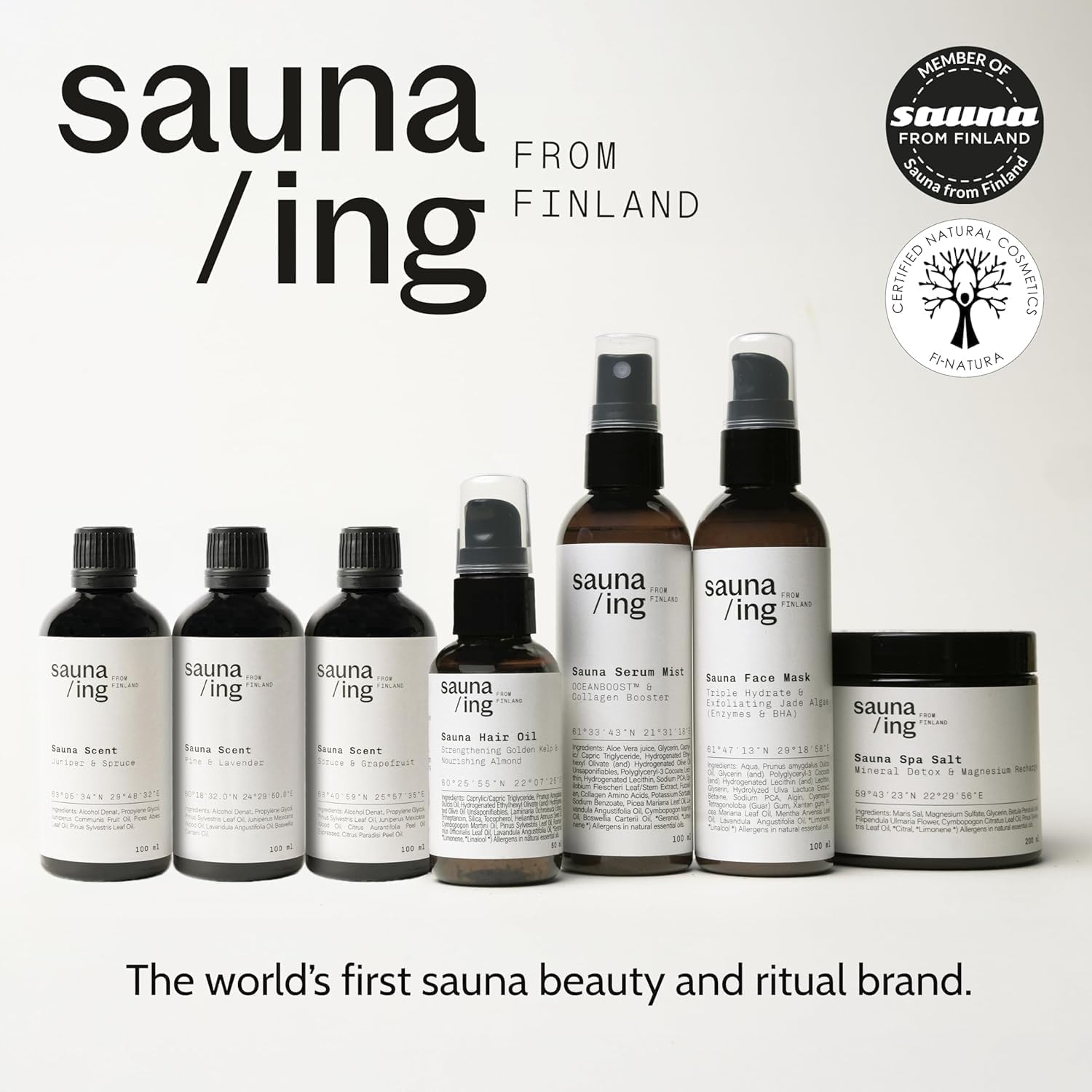 Sauna Salz Peeling Kiefer & Zitronengras 200 ml – Meersalz Körperpeeling für Sauna & Dusche – Salz-zu-Gel Peeling, feuchtigkeitsspendend & glättend – Vegan, Made in Finland