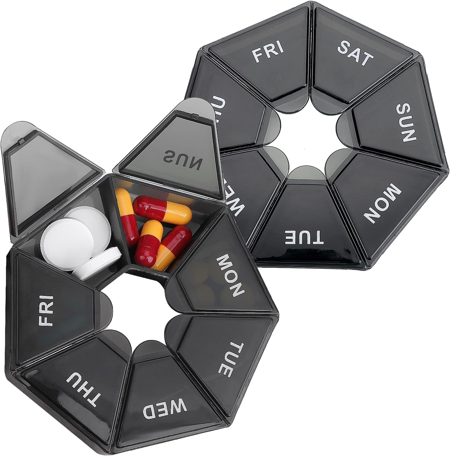 Sibba 2 PCS Pill Organizer Medicine Box Case 2 Weeks Weekly Container 7 Day Dispenser Daily Travel Portable Size Small Cute Holder Medication Organizers Vitamin Pillbox Reminder