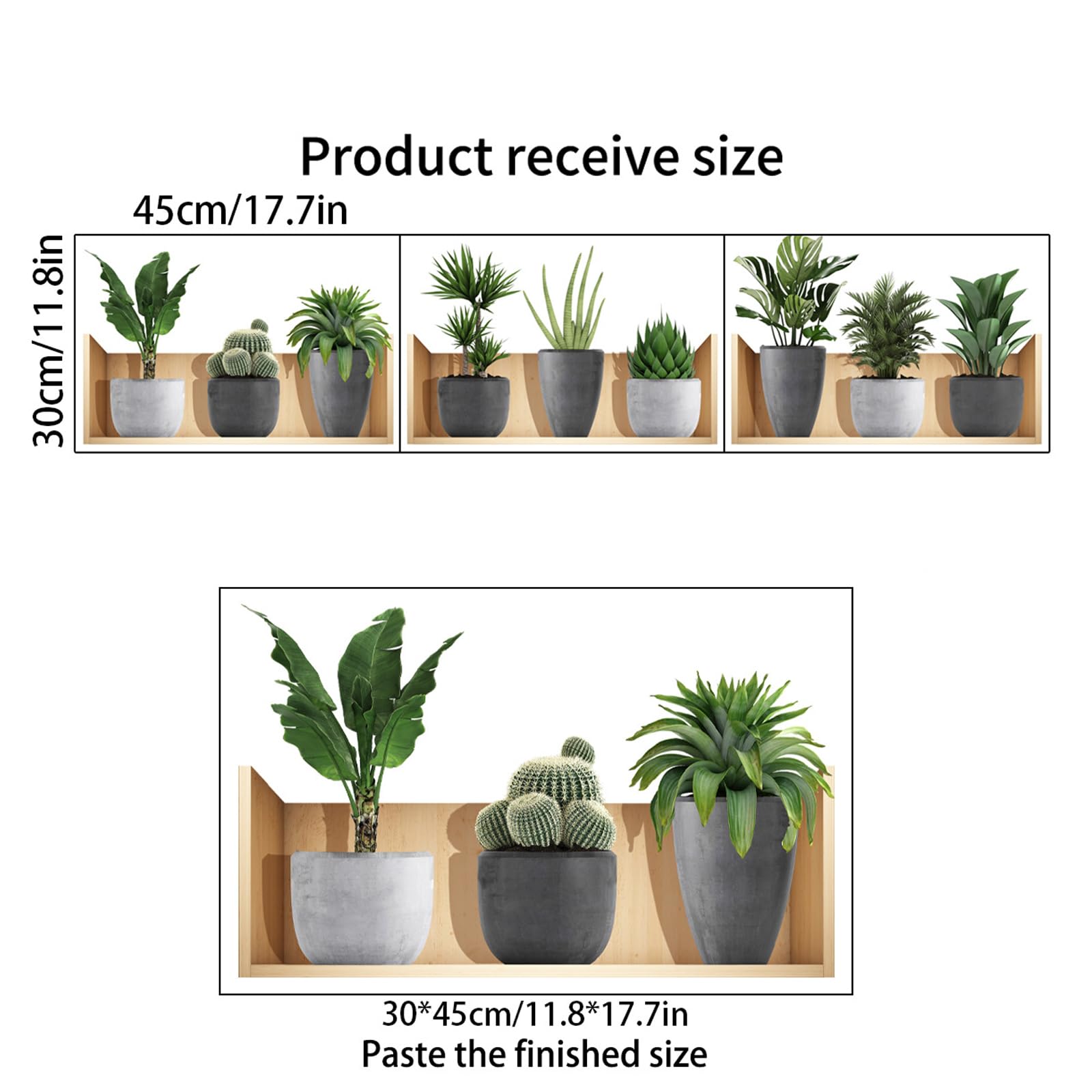 Stickers Muraux 3D Plantes - 3 Pièces 30x45cm - PVC Haute Qualité - Déco Salon, Chambre