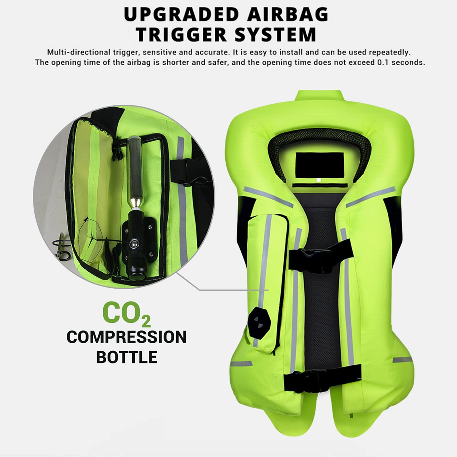 Chaleco De Airbag Reflexivo De Alta Visibilidad Chaleco De Airbag De La Motocicleta 600D Espesó Lienzo Denso Con Desgaste, Lágrimas Fácil De Limpiar Deportes Ecuestres, Equipo De Equitación.