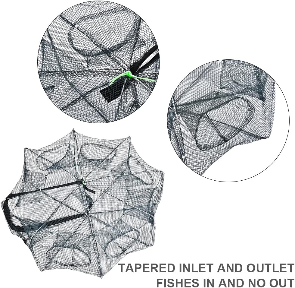 Cyrank Fishing Net Trap, Portable Foldable Crawfish Trap Fishing Bait Trap Cast Net Cage Crayfish Trap Fish Shrimp Net Crab Traps for Catching Small Bait Fish Eels Crab Lobster Minnows Shrimp(M)