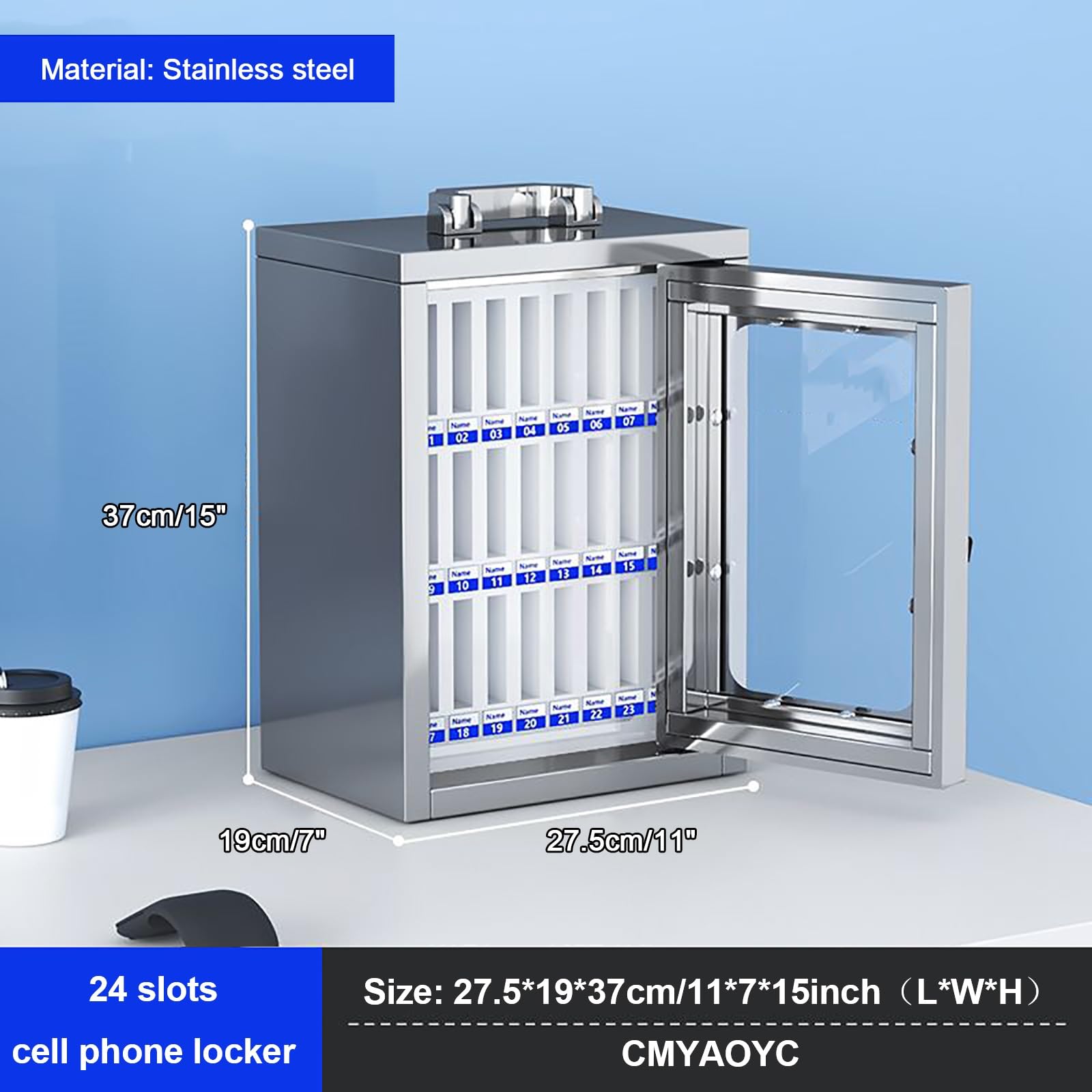 Cassetta Di Sicurezza Per Telefono Da Parete In Acciaio Inossidabile - Deposito Sicuro Per Scuola, Fabbrica E Azienda - Dimensioni: 36X19X49 Cm, 48X19X49 Cm, 27,5X19X37 Cm, Un Colore, 27,5X19X37 Cm/1