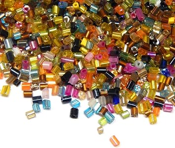 Perlin Glass Bugle Seed Beads in Black Mini Tube 2mm x 1,7mm Small 4500pcs Assorted Colours Craft Loose Spacer Beads for Earring Bracelets Necklace Waist Jewelry Making