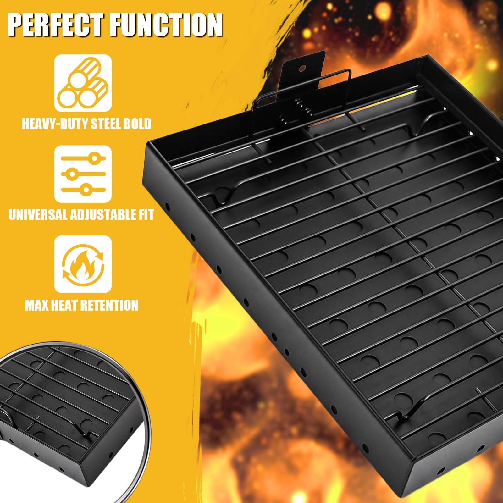 GFTIME Verstellbare Holzkohleschale 38-71cm Universal Ersatzteile für Holzkohlegrill